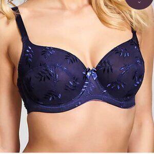 Panache Lingerie Navy Blue Embroidered Bra 36K UK